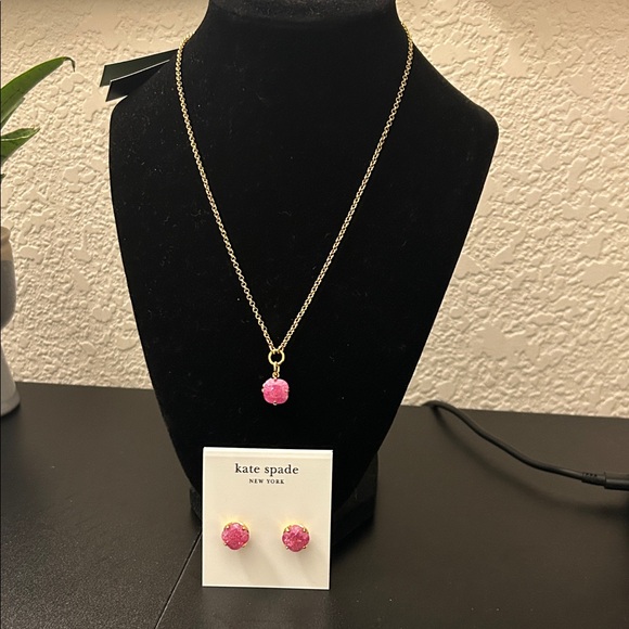 kate spade Jewelry - Kate Spade Gold Necklace with Pink Pendant